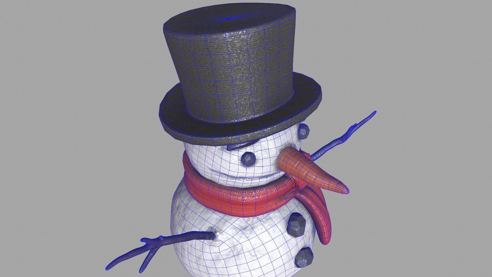 Snowman Low-poly 3D model_17