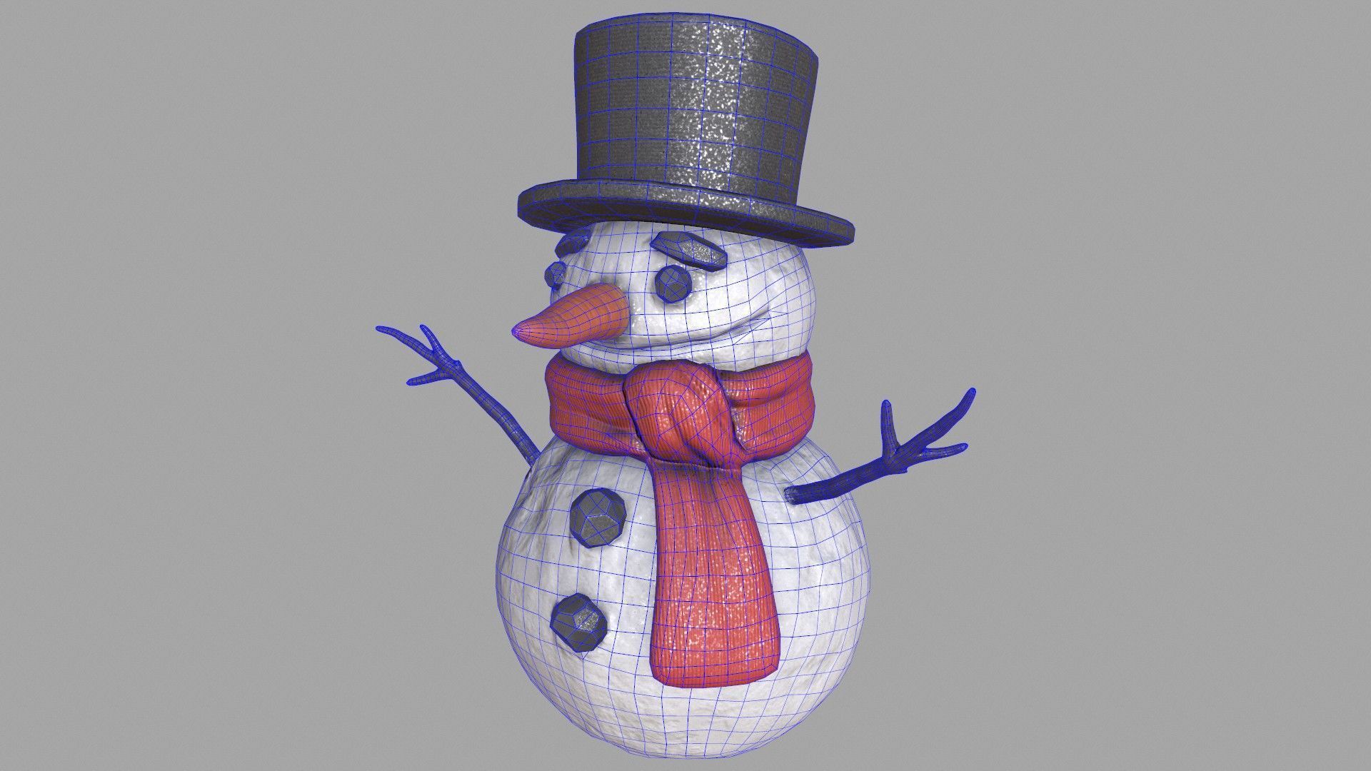 Snowman Low-poly 3D model_14