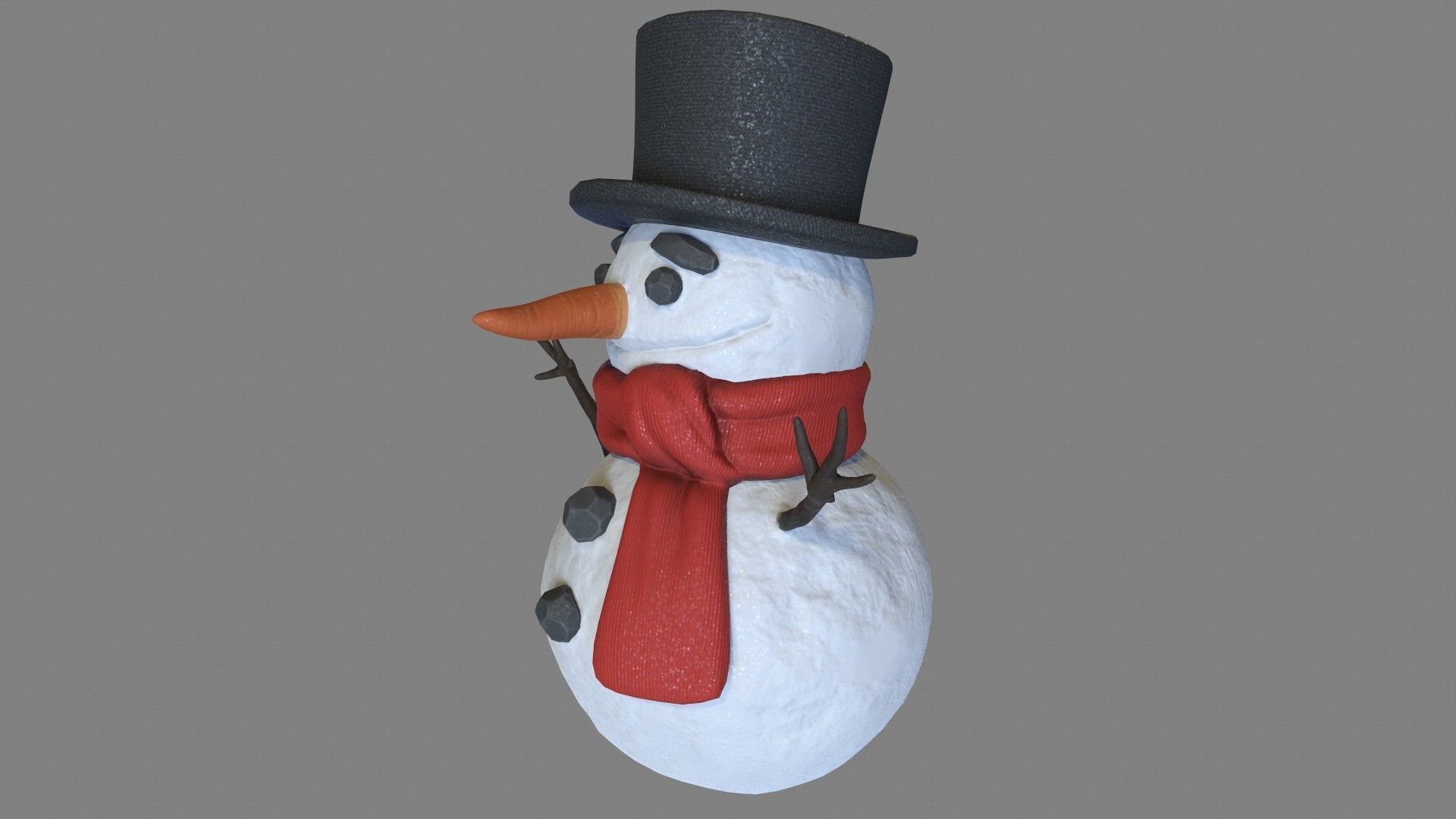 Snowman Low-poly 3D model_4