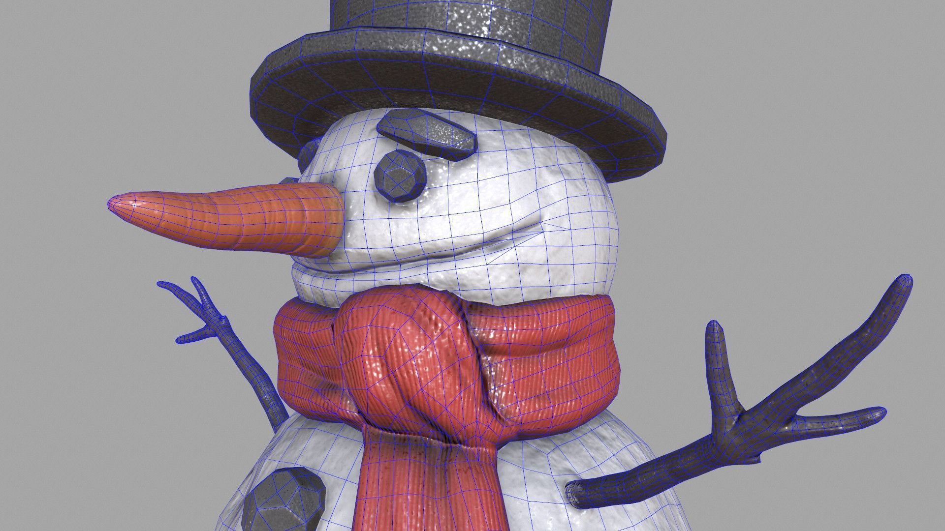 Snowman Low-poly 3D model_19
