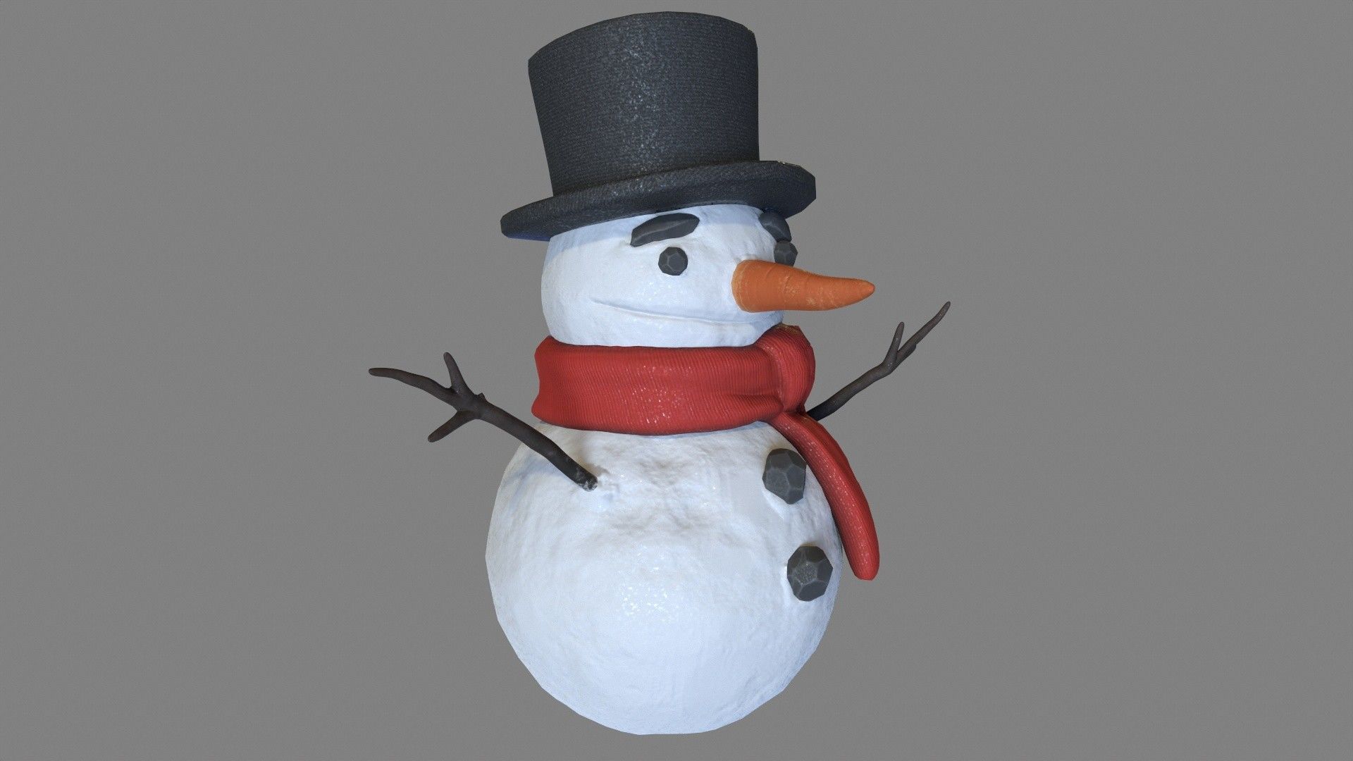 Snowman Low-poly 3D model_3