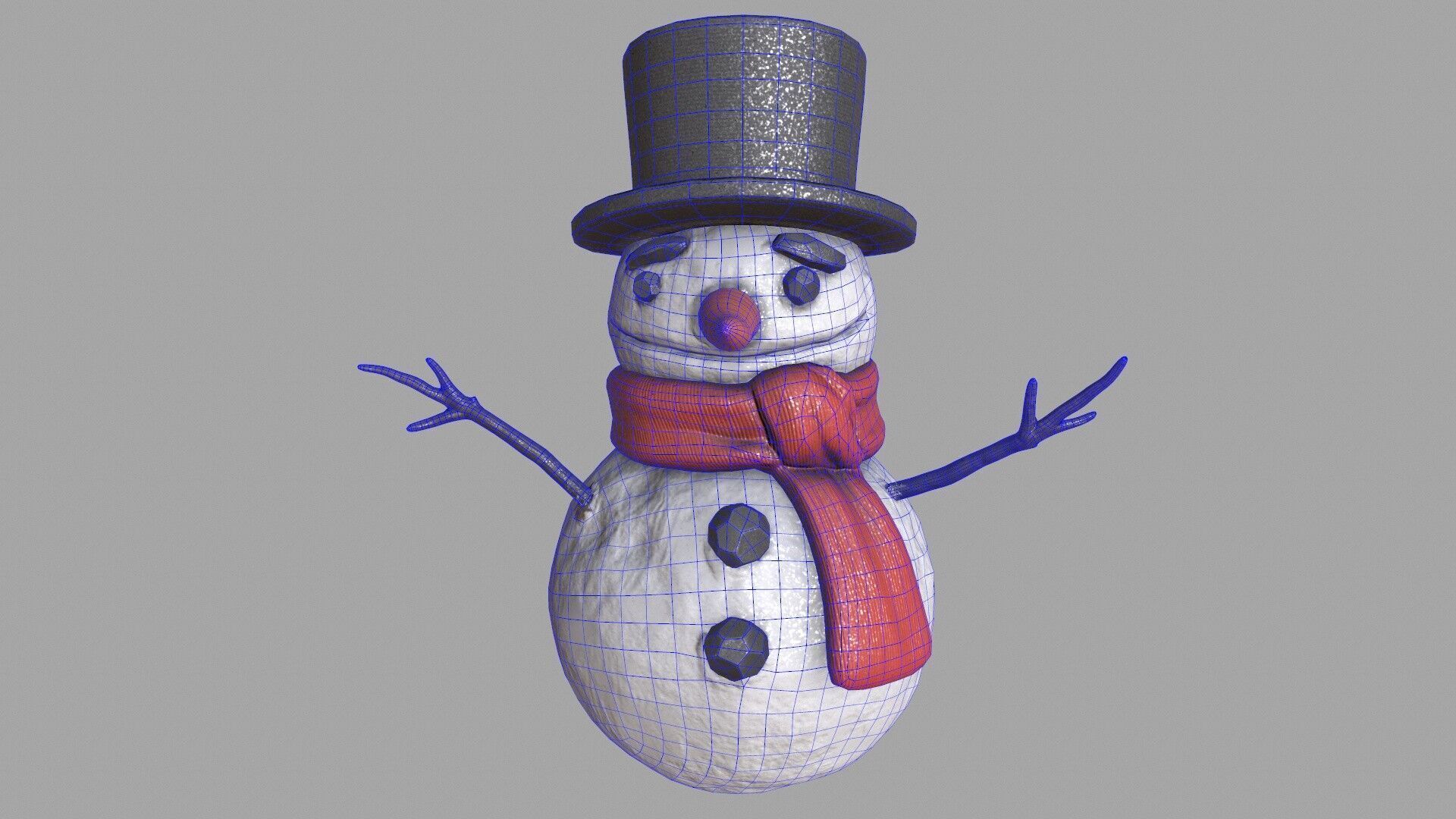 Snowman Low-poly 3D model_20