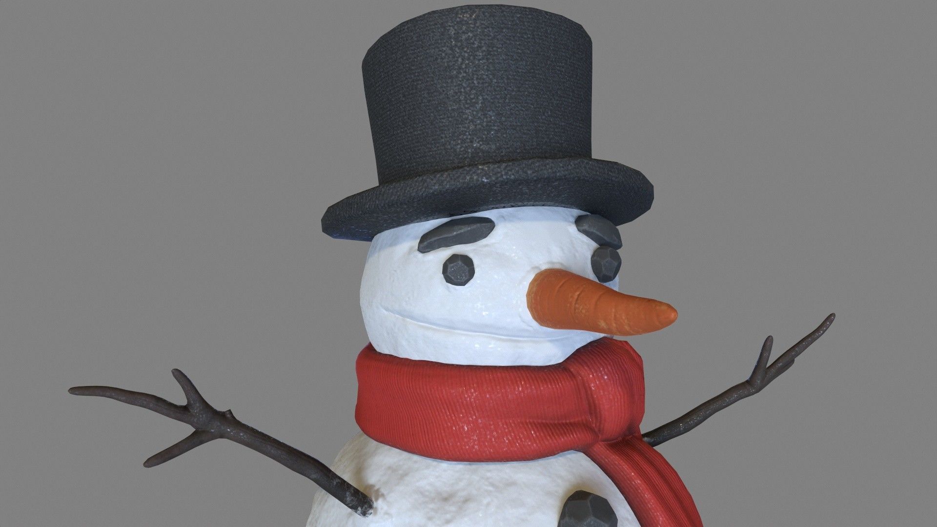 Snowman Low-poly 3D model_7