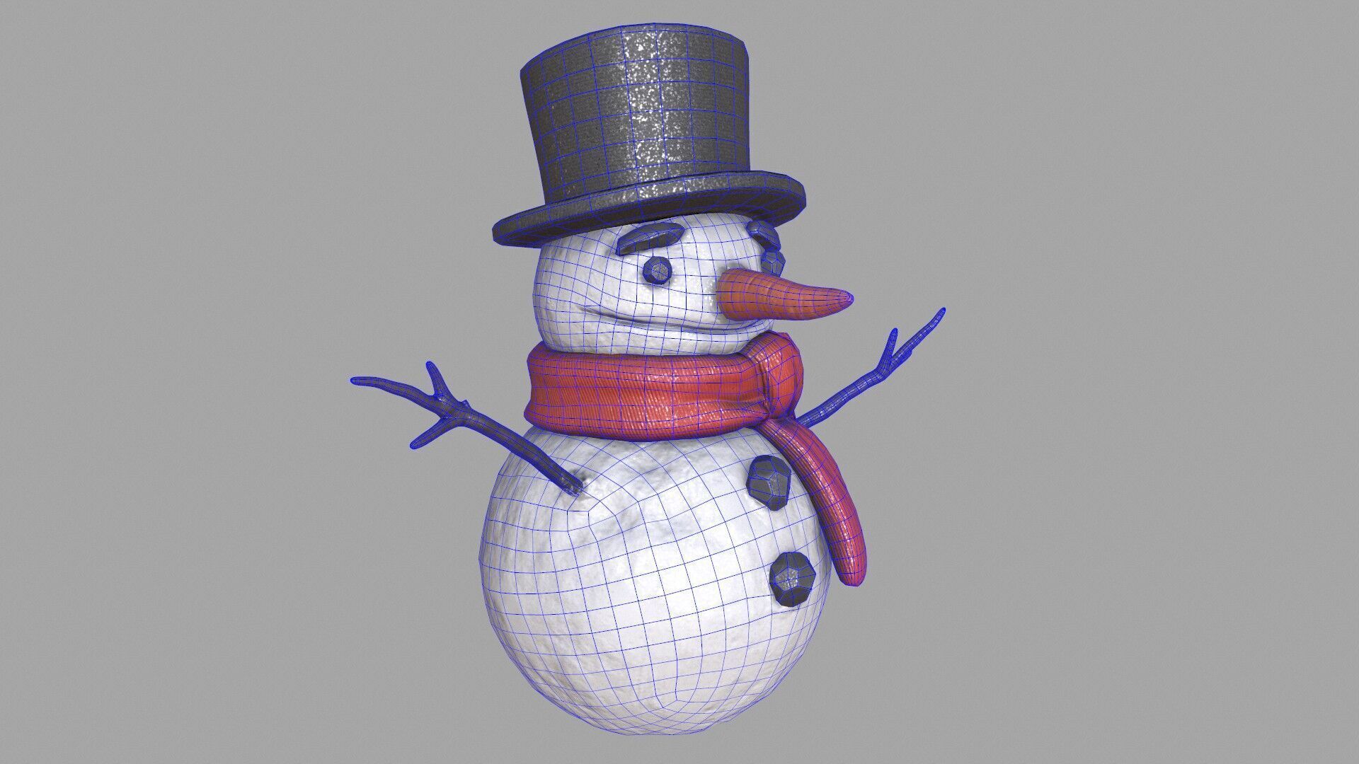 Snowman Low-poly 3D model_15