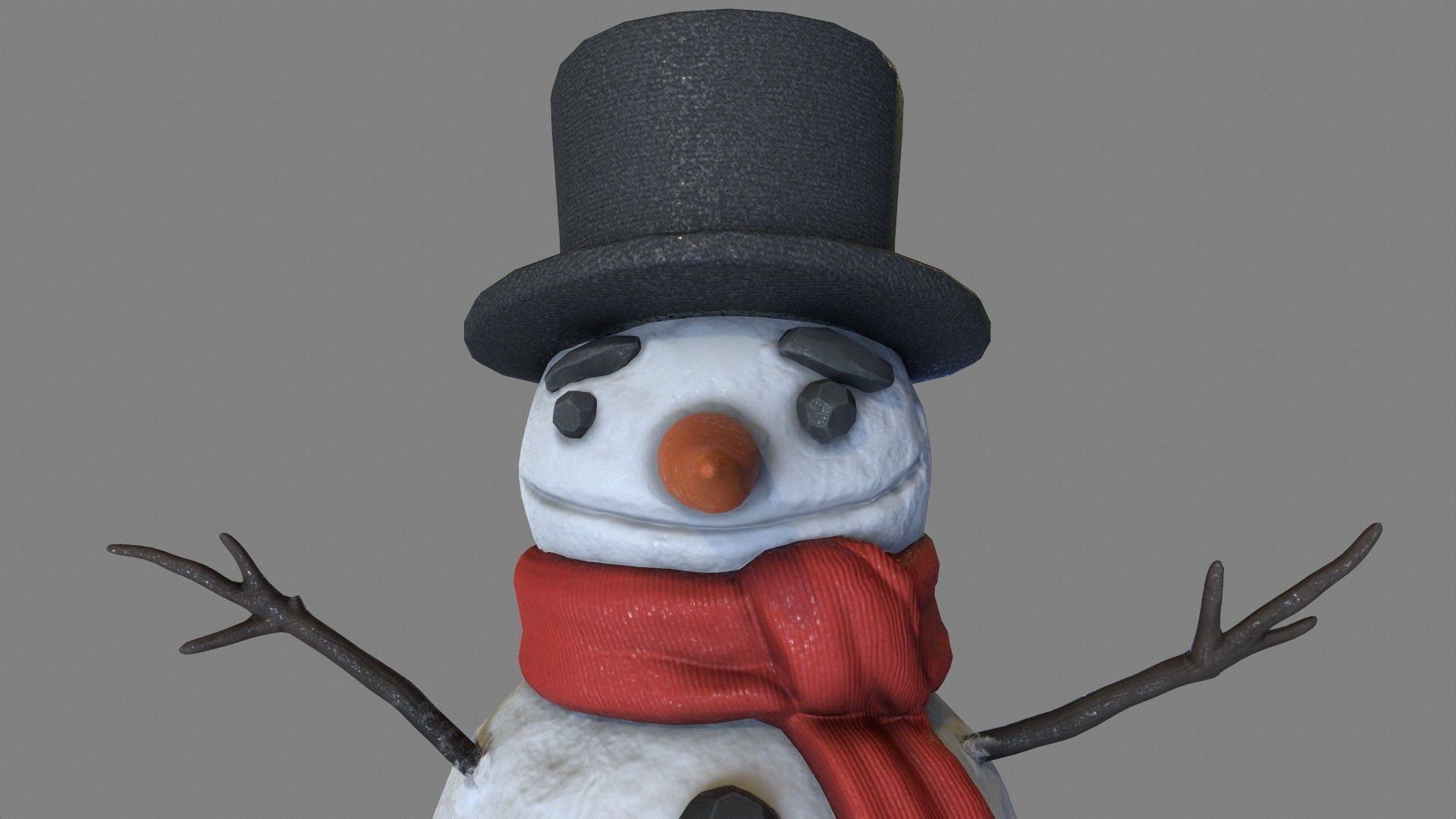 Snowman Low-poly 3D model_9