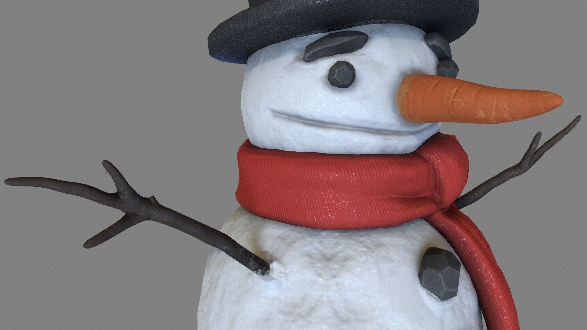 Snowman Low-poly 3D model_2