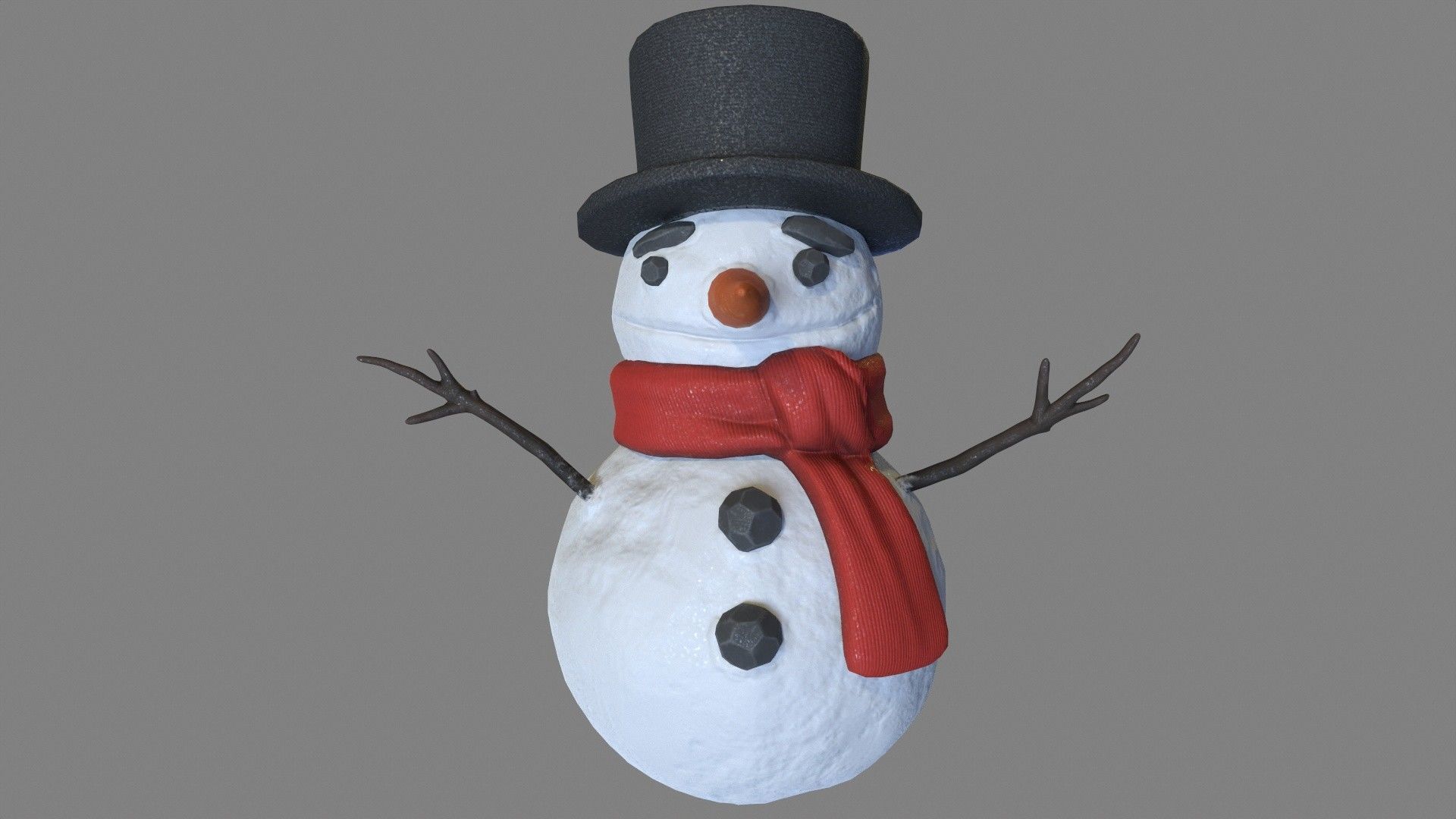 Snowman Low-poly 3D model_8