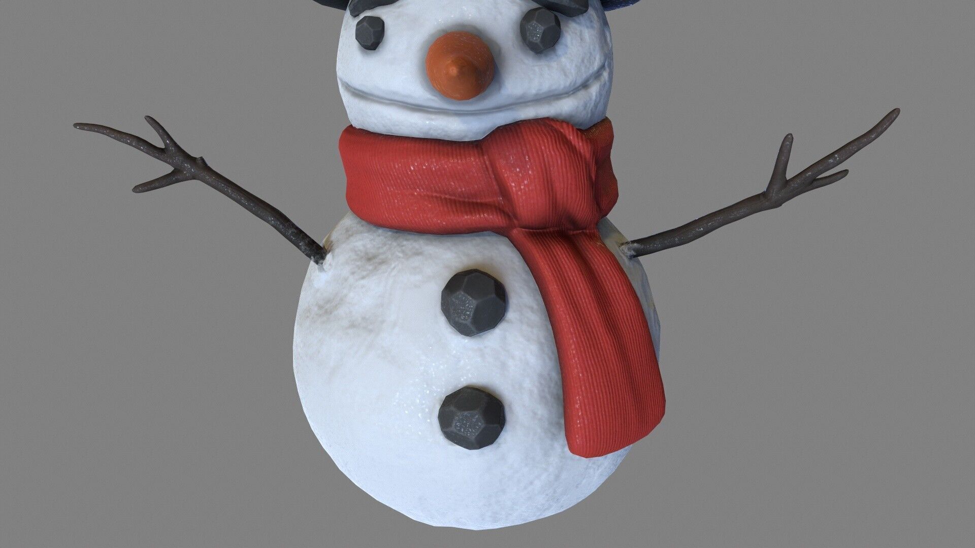 Snowman Low-poly 3D model_10