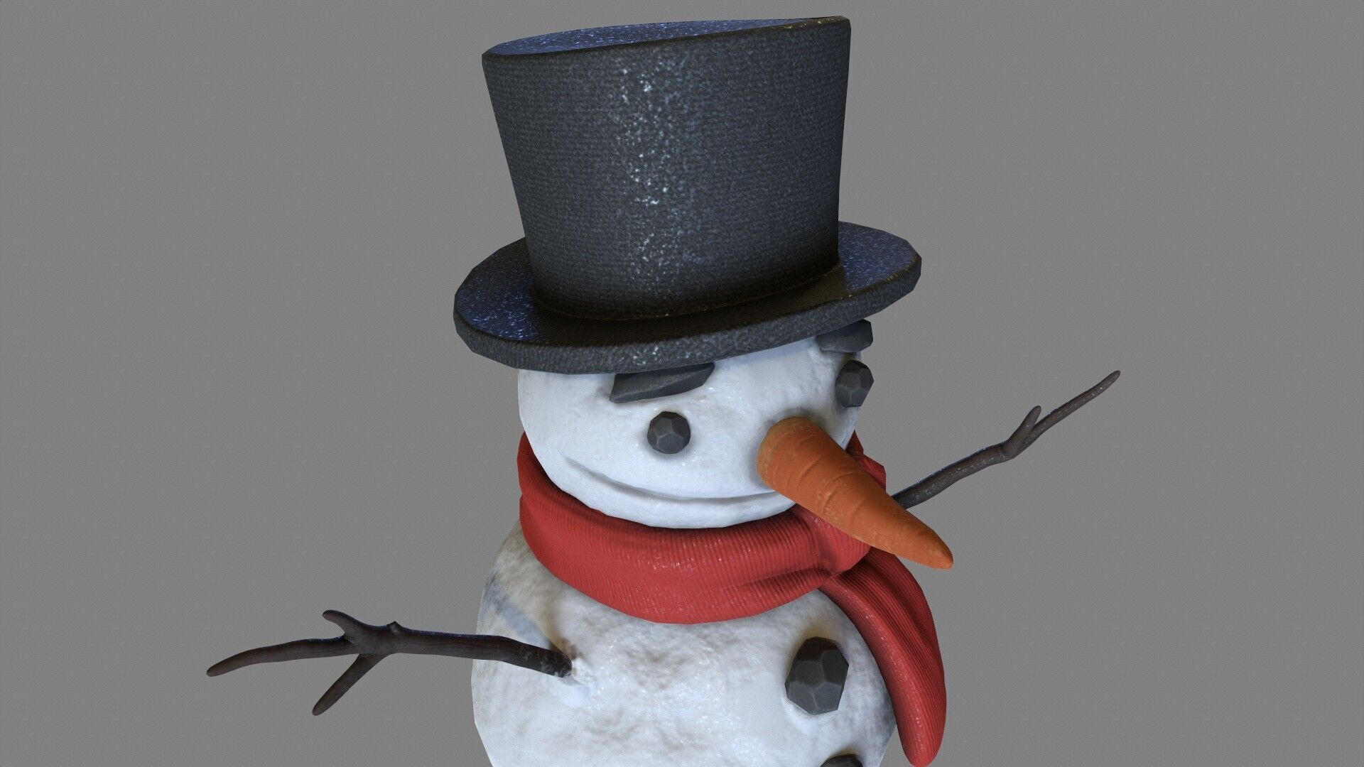 Snowman Low-poly 3D model_12