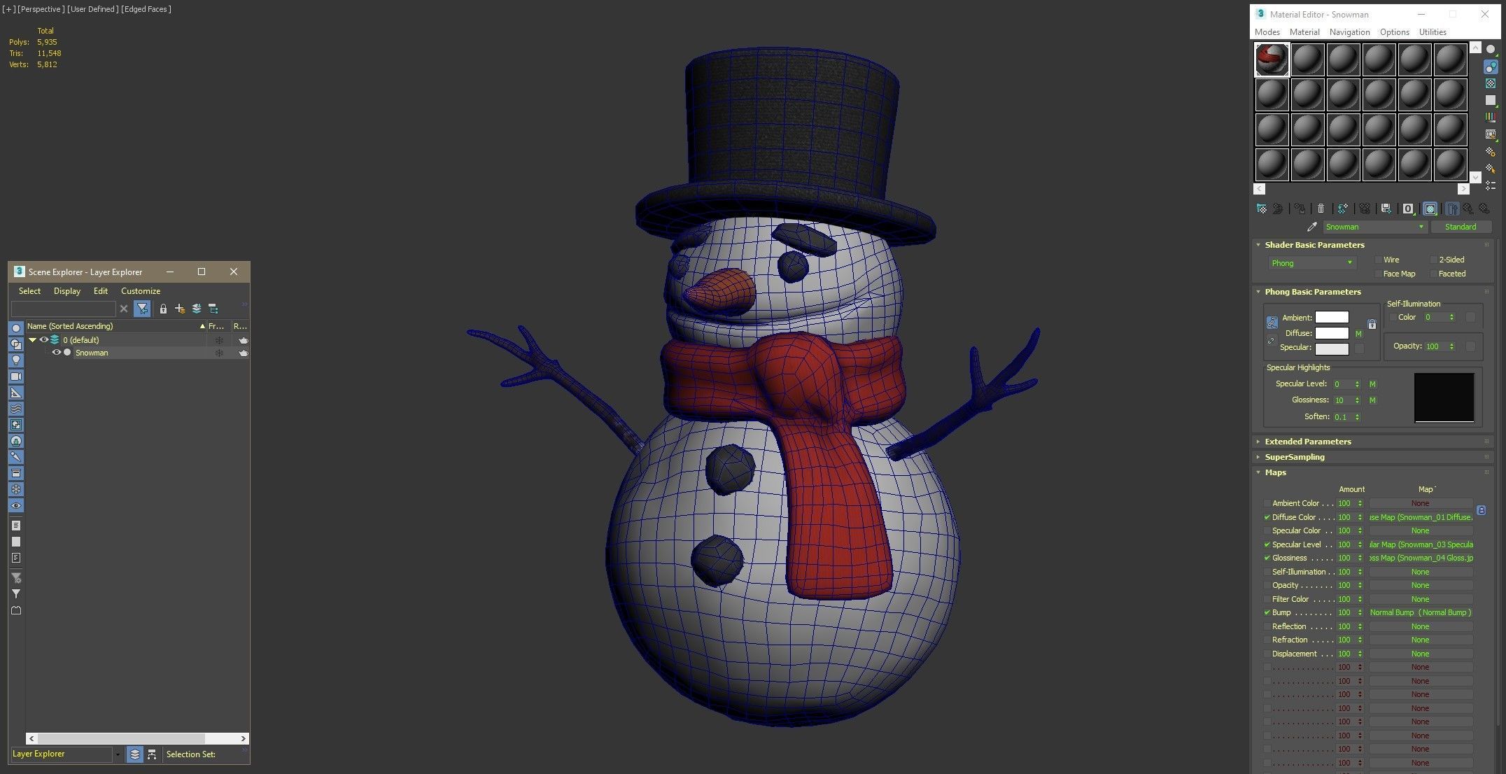 Snowman Low-poly 3D model_23