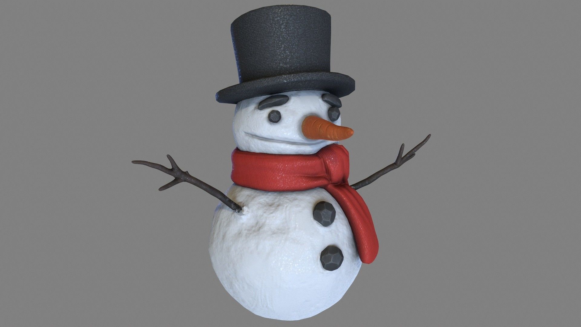 Snowman Low-poly 3D model_11