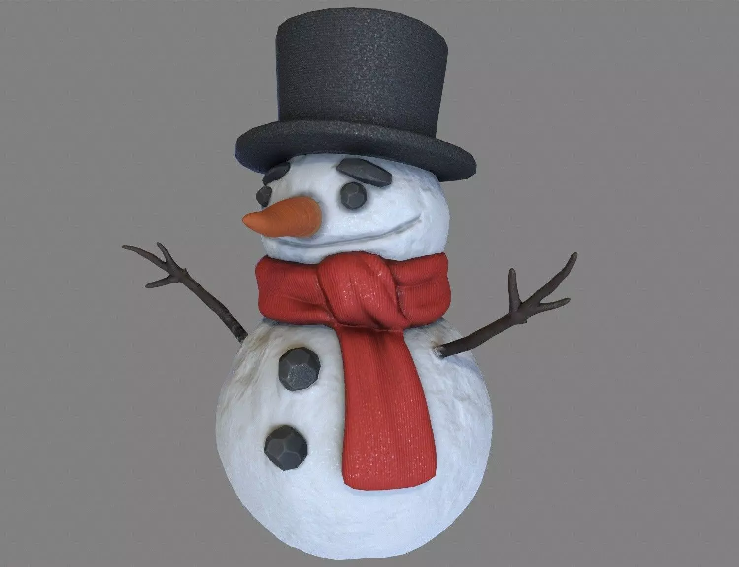 Snowman Low-poly 3D model_0