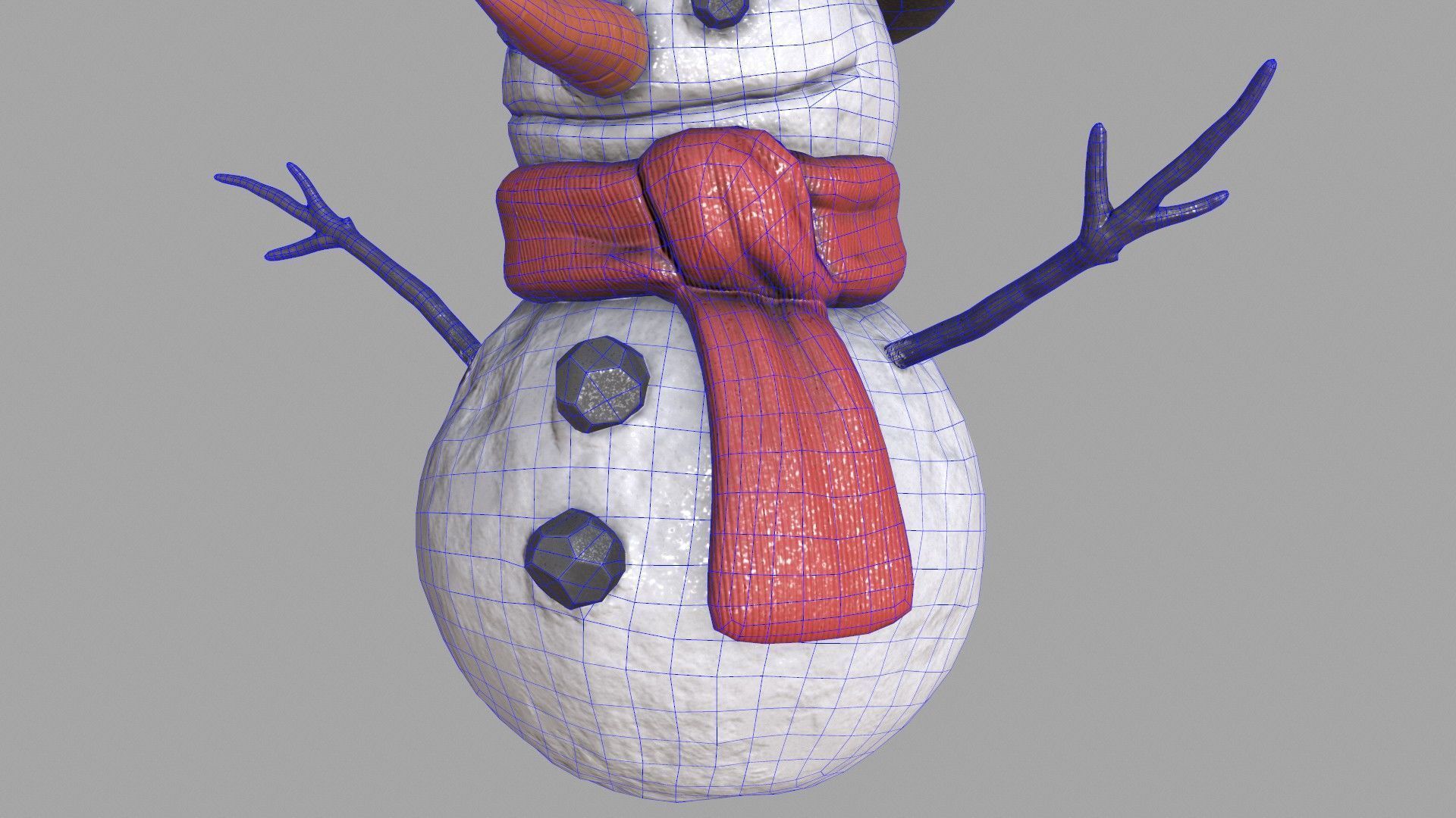 Snowman Low-poly 3D model_13