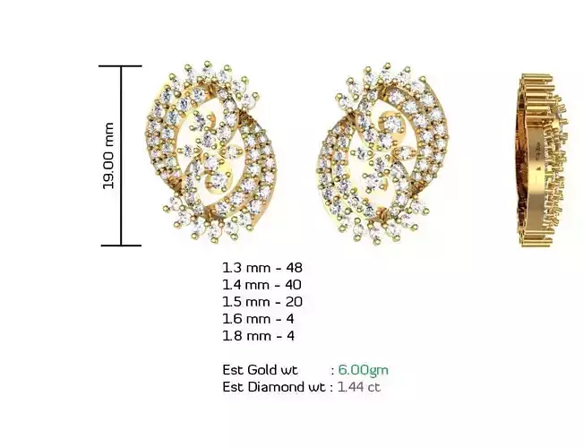 Women Earrings MTL MGX STL OBJ FBX Details