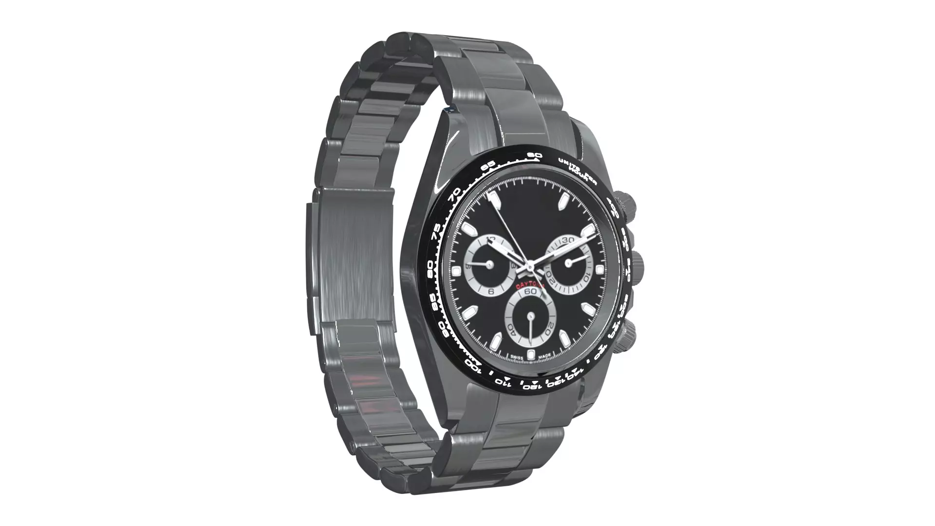 Watch Cosmograph Daytona Oystersteel - Black Dial Low-poly 3D model