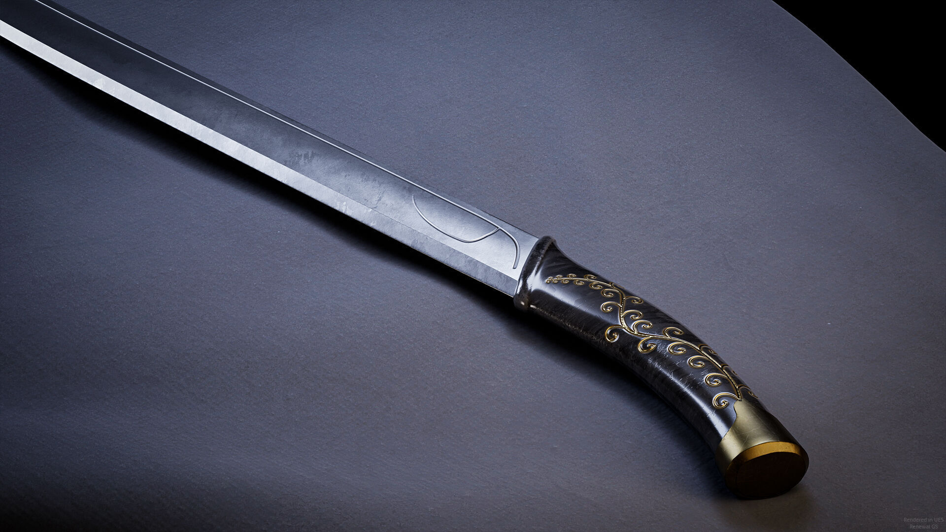 Sword and Scabbard - Elven Low-poly 3D model_5