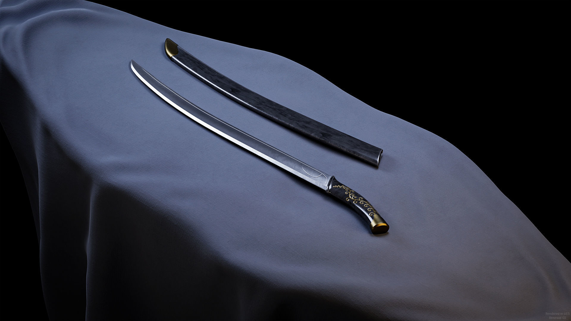 Sword and Scabbard - Elven Low-poly 3D model_4