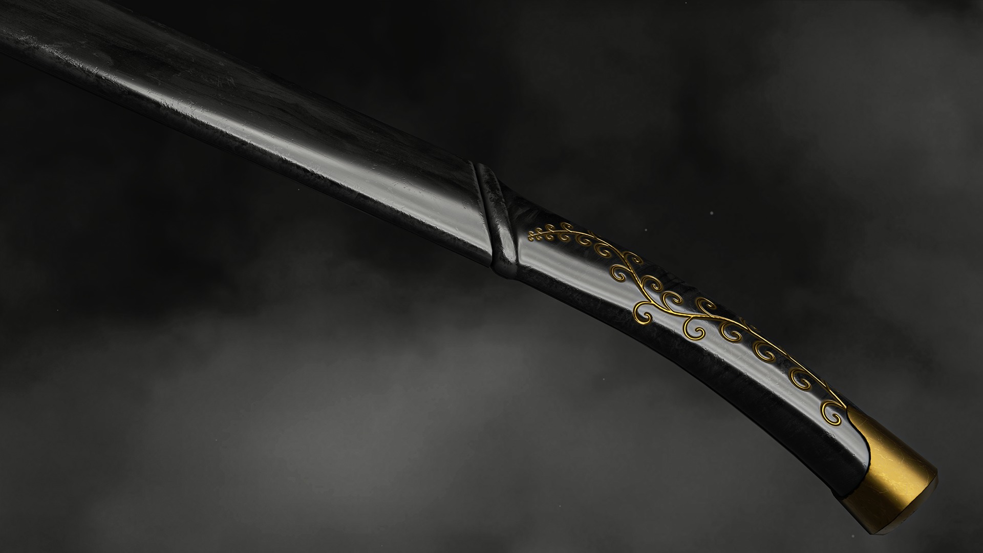 Sword and Scabbard - Elven Low-poly 3D model_2