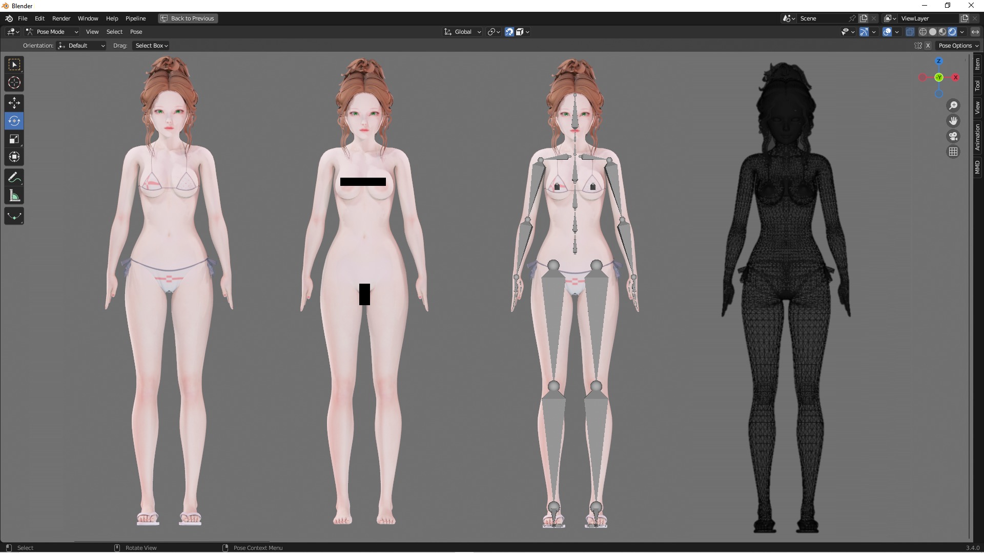 Bikini 0014 - UE5 - Unity - Blender - Animated Low-poly 3D model_3