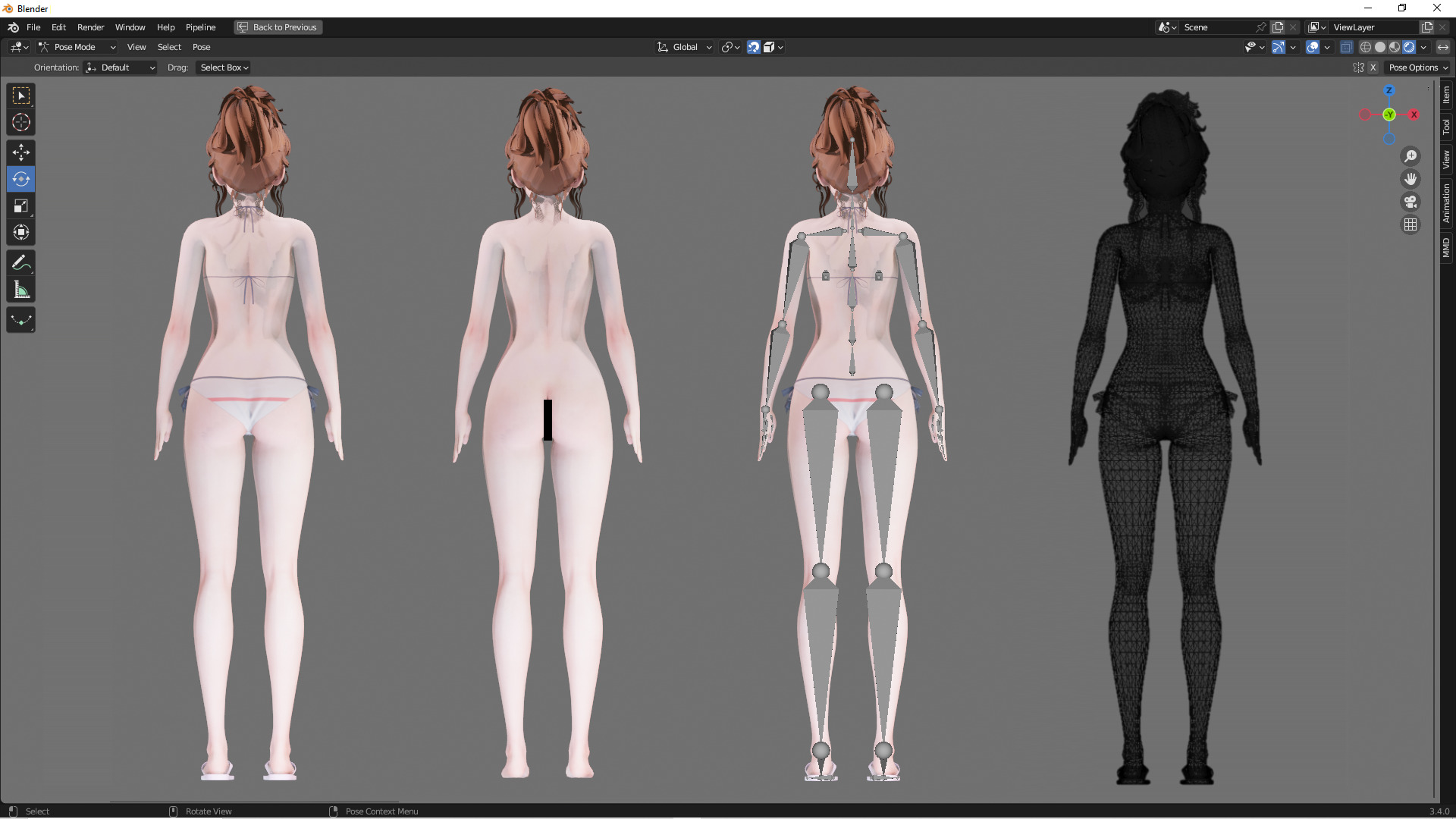 Bikini 0014 - UE5 - Unity - Blender - Animated Low-poly 3D model_4