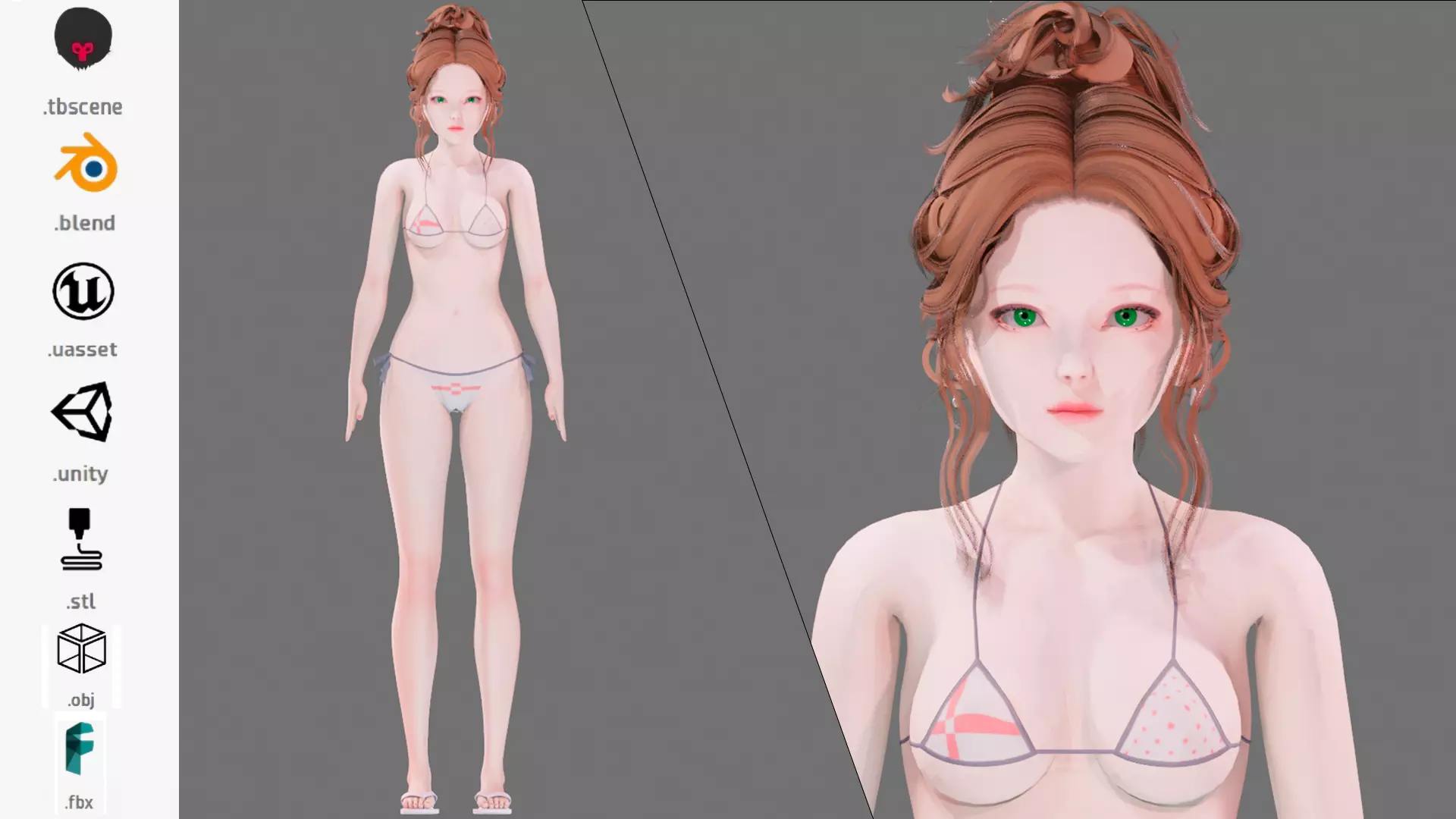 Bikini 0014 - UE5 - Unity - Blender - Animated Low-poly 3D model_0
