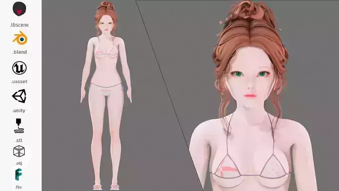 Bikini 0014 - UE5 - Unity - Blender - Animated Low-poly 3D model