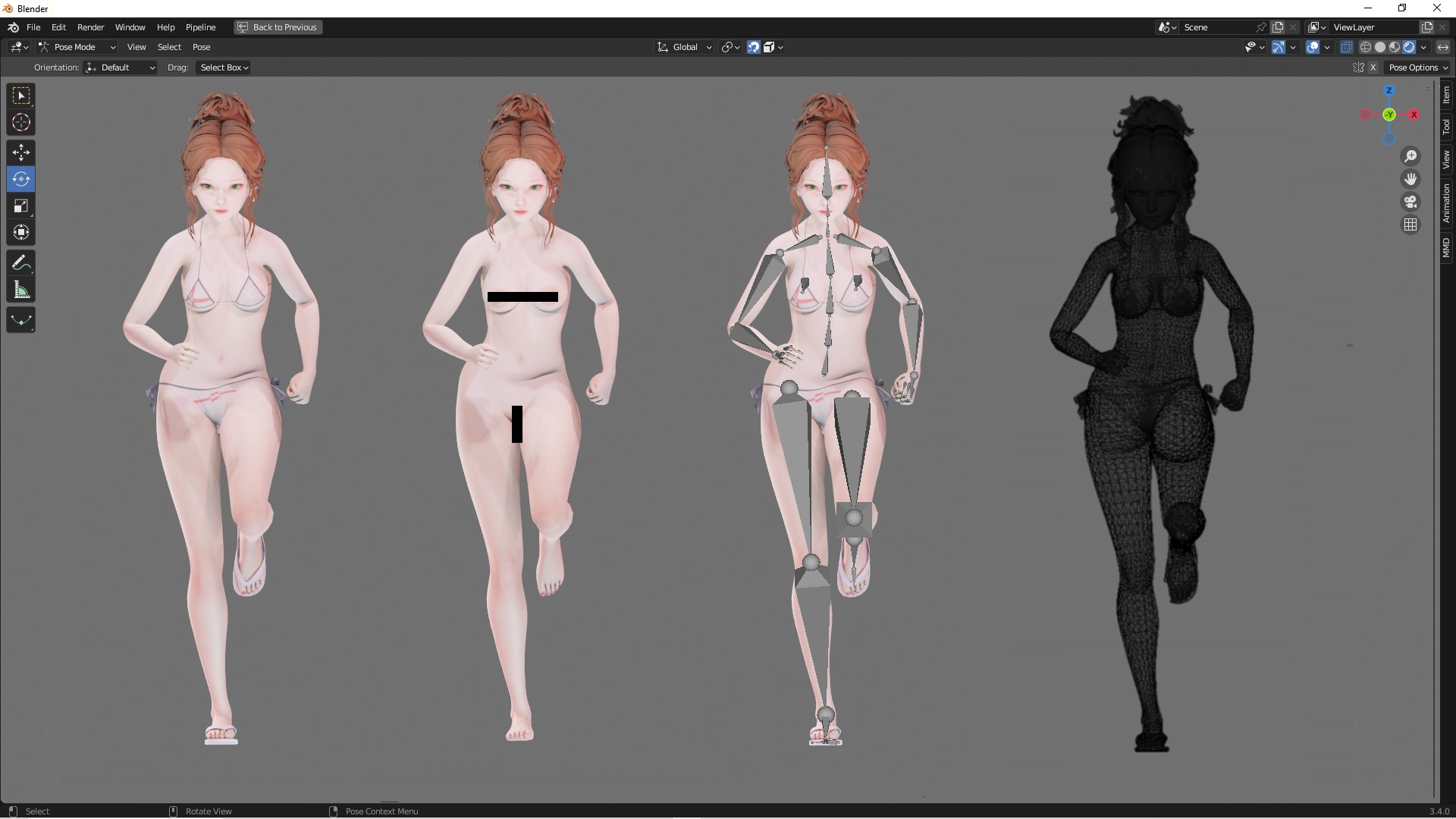 Bikini 0014 - UE5 - Unity - Blender - Animated Low-poly 3D model_5