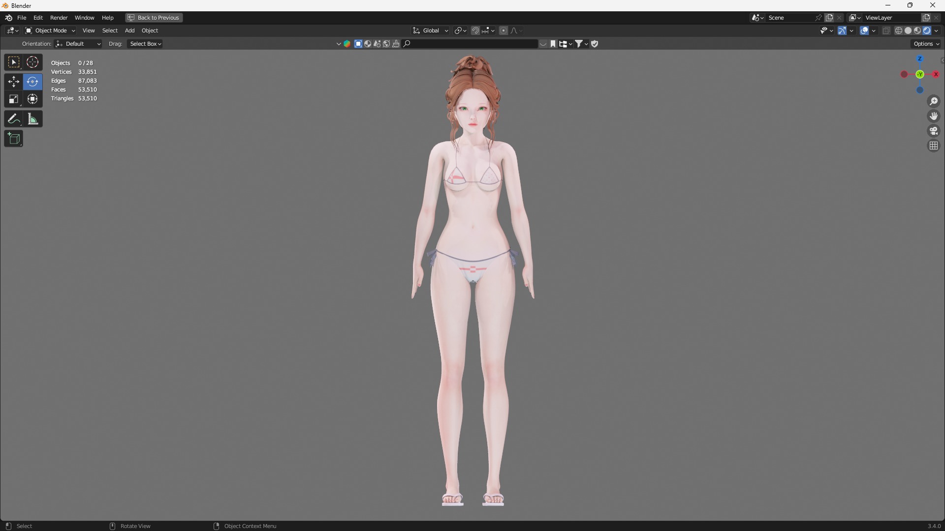 Bikini 0014 - UE5 - Unity - Blender - Animated Low-poly 3D model_7