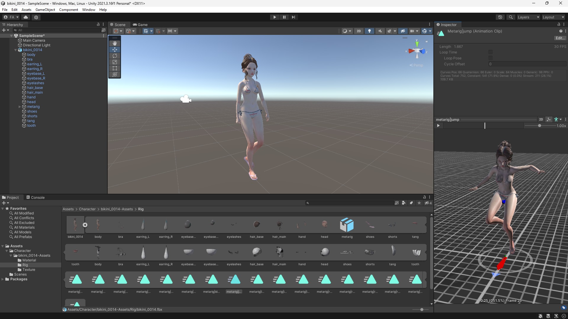 Bikini 0014 - UE5 - Unity - Blender - Animated Low-poly 3D model_9