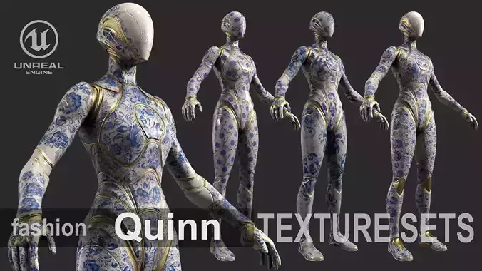 UE5 Quinn Mannequin  Porcelain  3 Texture Packs 3D model