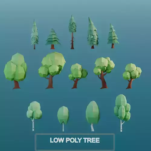 Trees low poly set