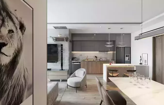 3D Model Modern Apartment for Interior Design SketchUp