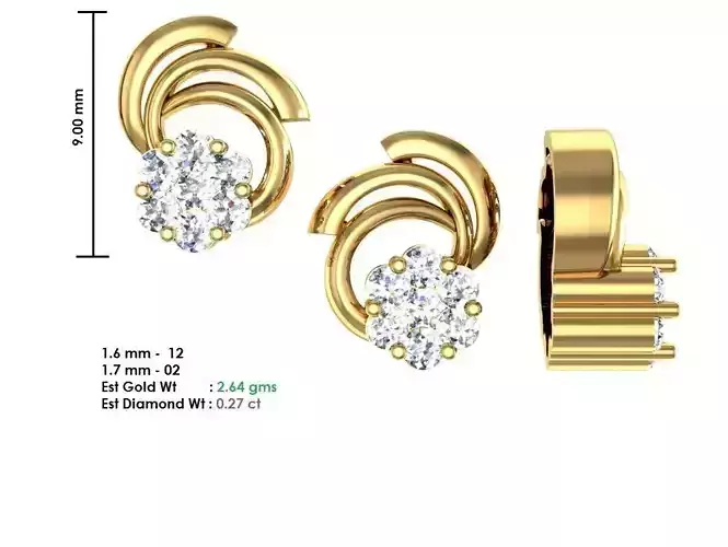 Women Earrings MTL MGX STL OBJ FBX Details