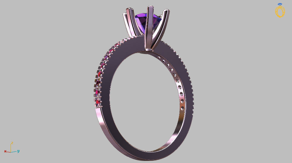 Solitaire Ring Gem 5 80mm 3D print model_12