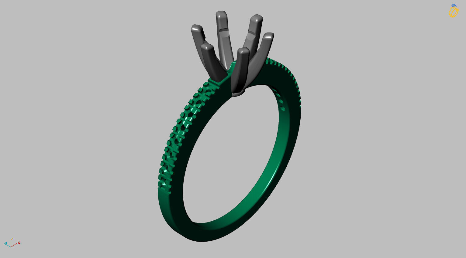Solitaire Ring Gem 5 80mm 3D print model_17