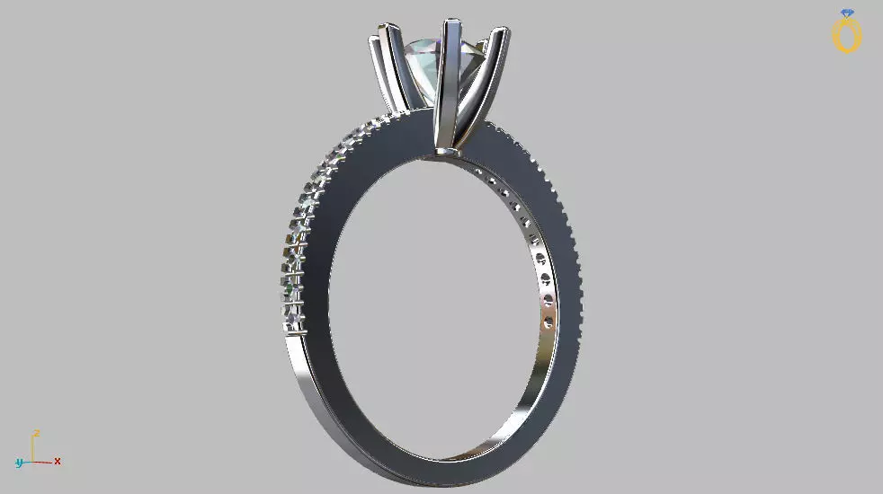 Solitaire Ring Gem 5 80mm 3D print model_0