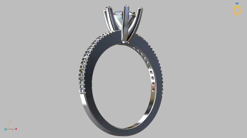 Solitaire Ring Gem 5 80mm 3D print model_21