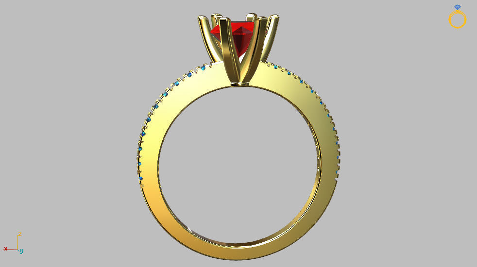 Solitaire Ring Gem 5 80mm 3D print model_22