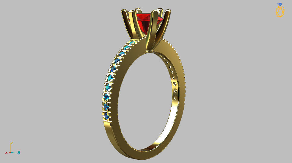 Solitaire Ring Gem 5 80mm 3D print model_4