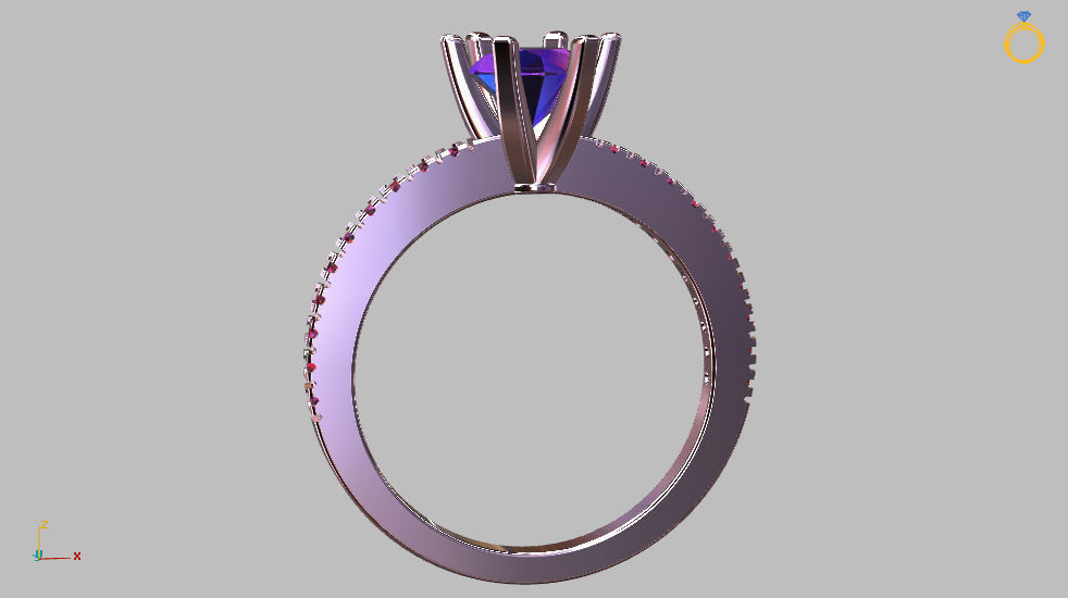 Solitaire Ring Gem 5 80mm 3D print model_7