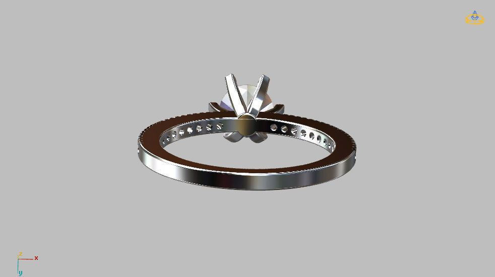 Solitaire Ring Gem 5 80mm 3D print model_20