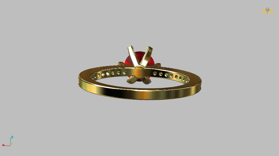 Solitaire Ring Gem 5 80mm 3D print model_25