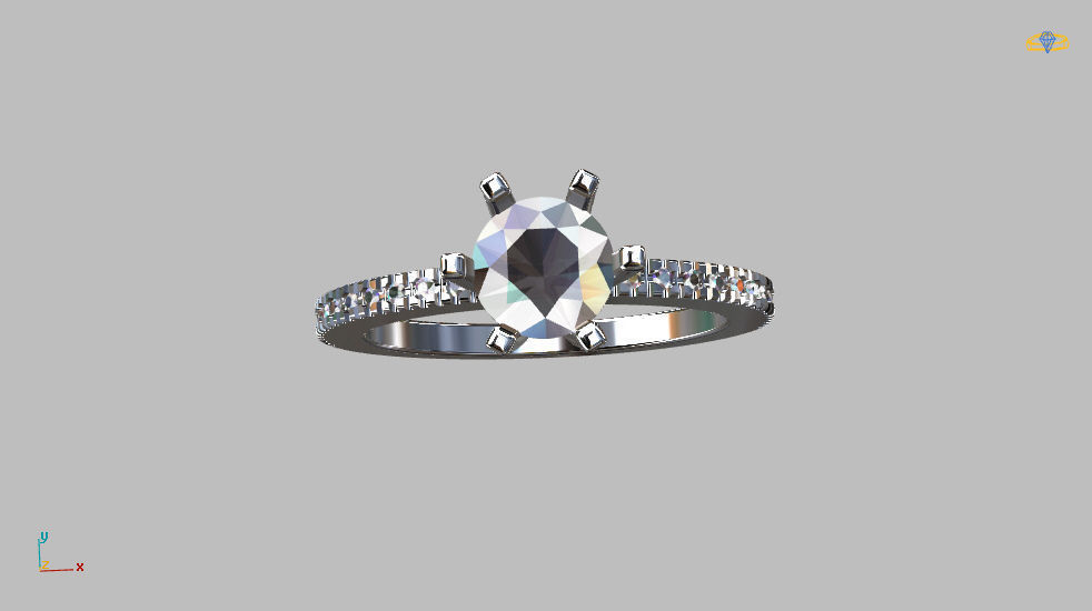 Solitaire Ring Gem 5 80mm 3D print model_18