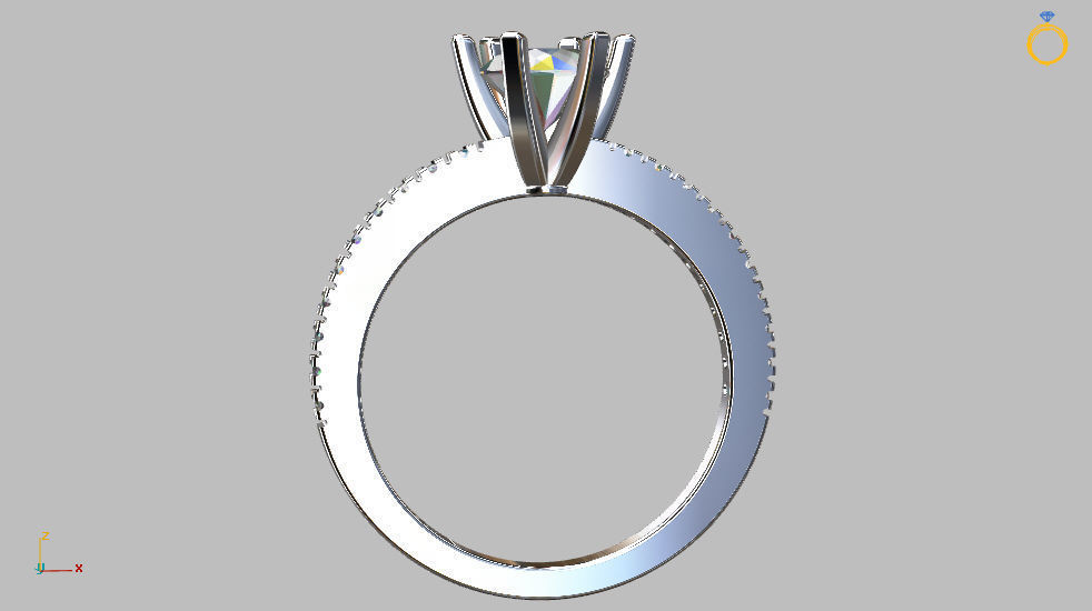 Solitaire Ring Gem 5 80mm 3D print model_8