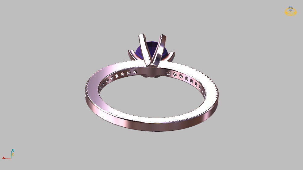 Solitaire Ring Gem 5 80mm 3D print model_10