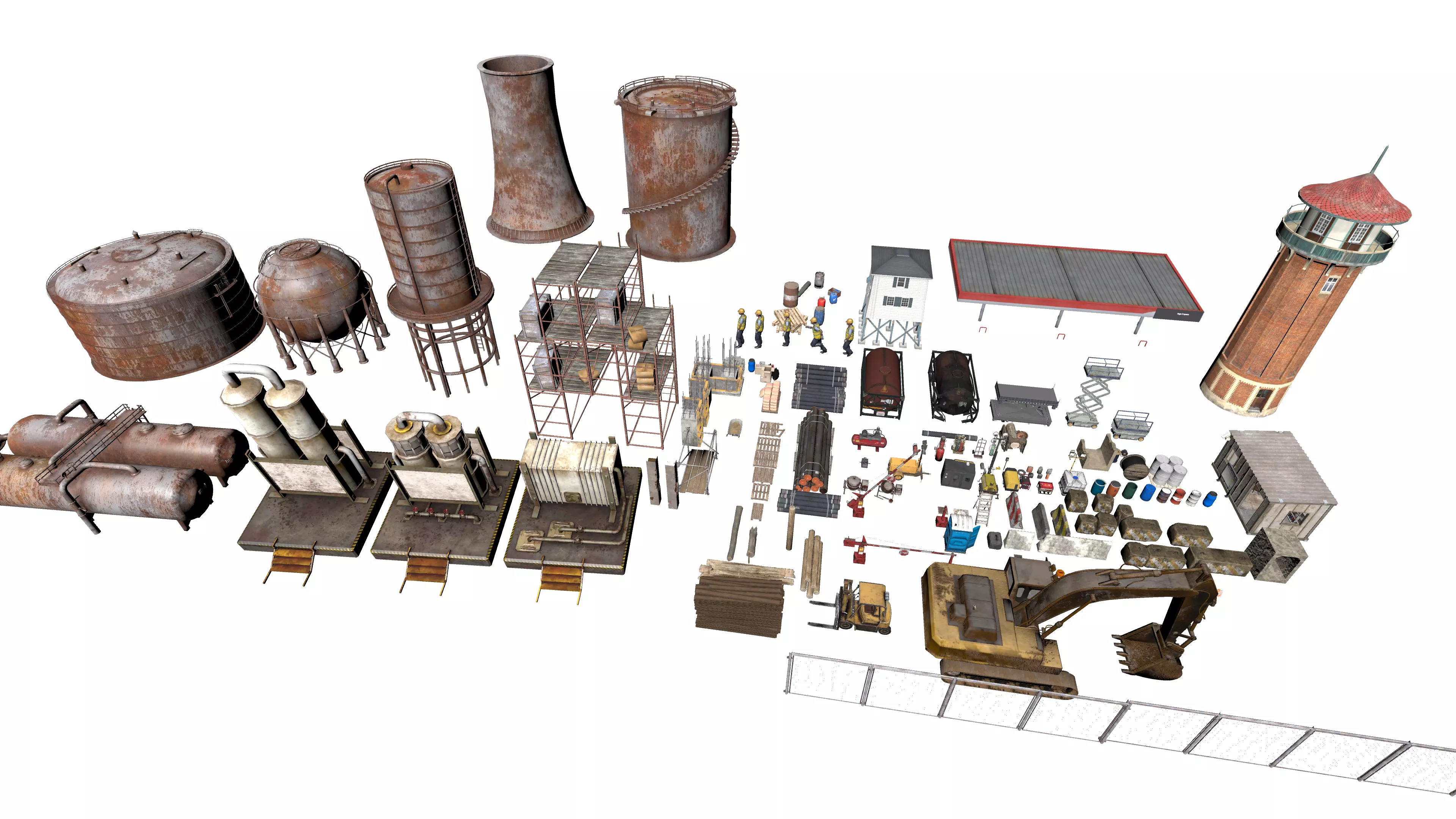 Industrial Construction Site 3D Asset Pack PBR Textured Low-poly 3D model