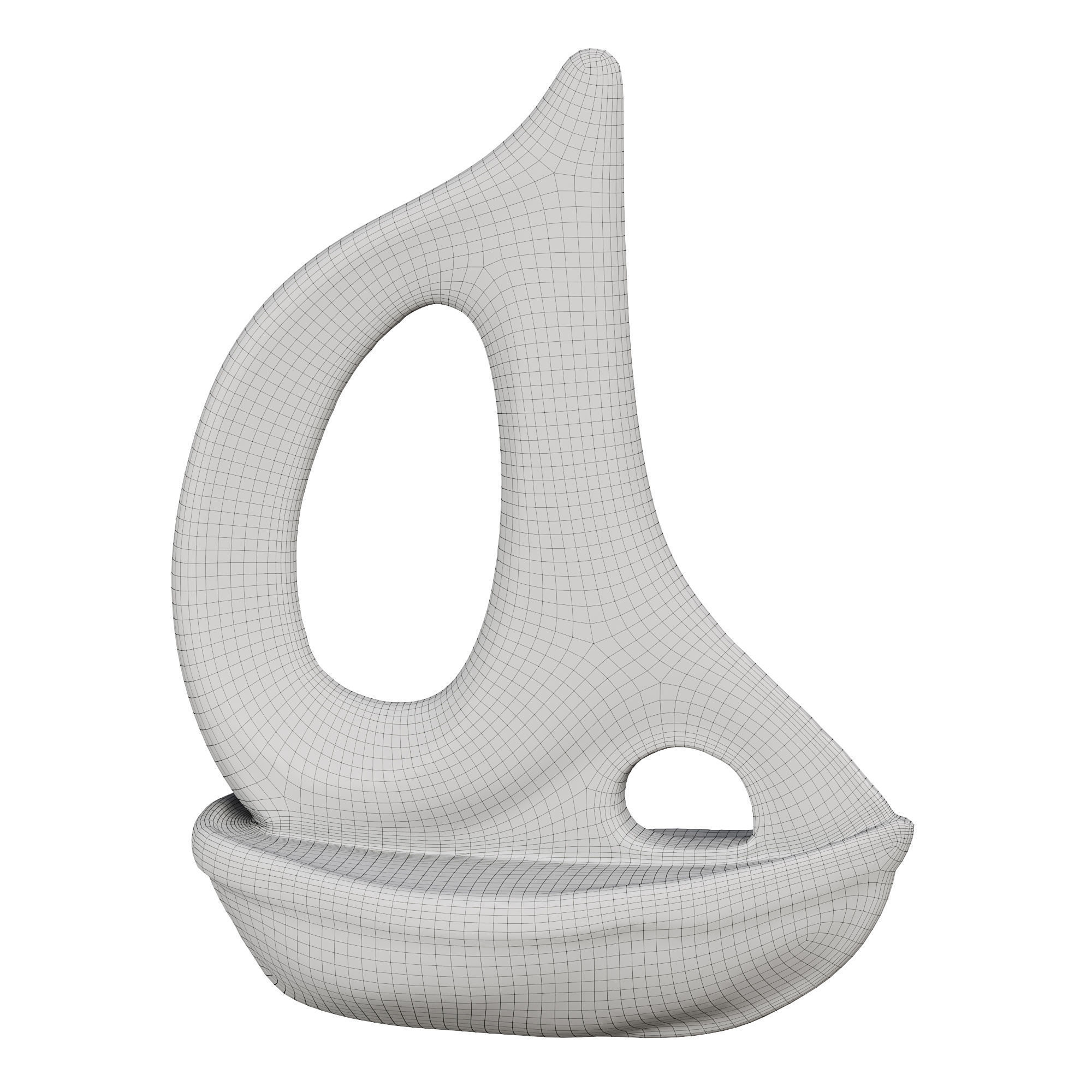 Silver Chrome Ceramic Sailboat 3D model_3