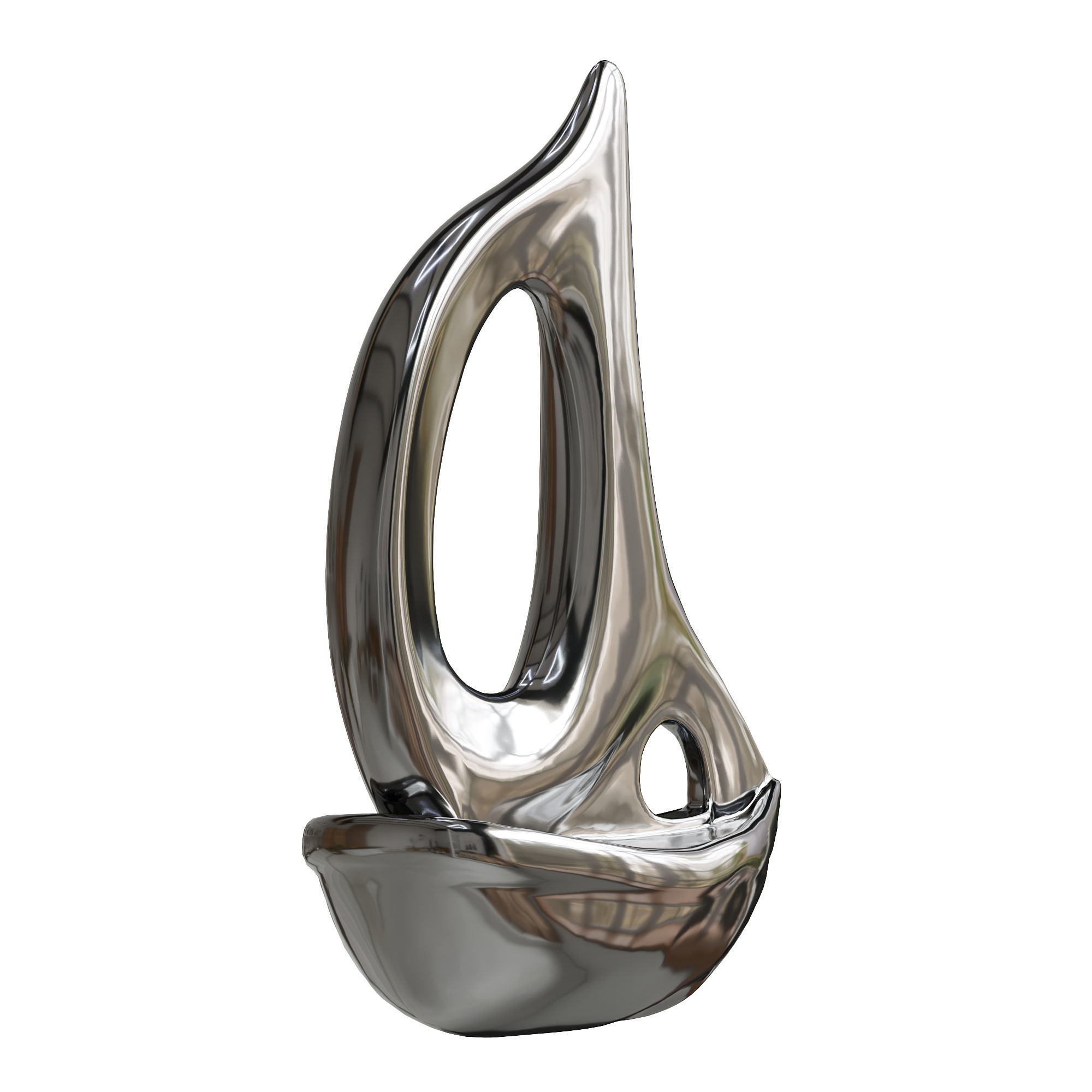 Silver Chrome Ceramic Sailboat 3D model_1