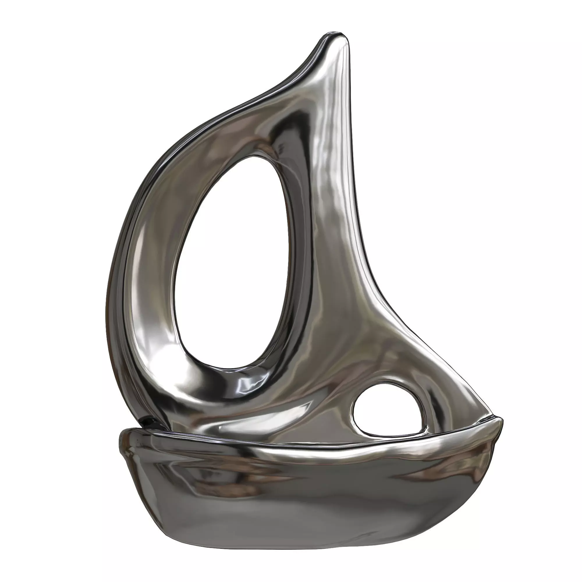 Silver Chrome Ceramic Sailboat 3D model_0