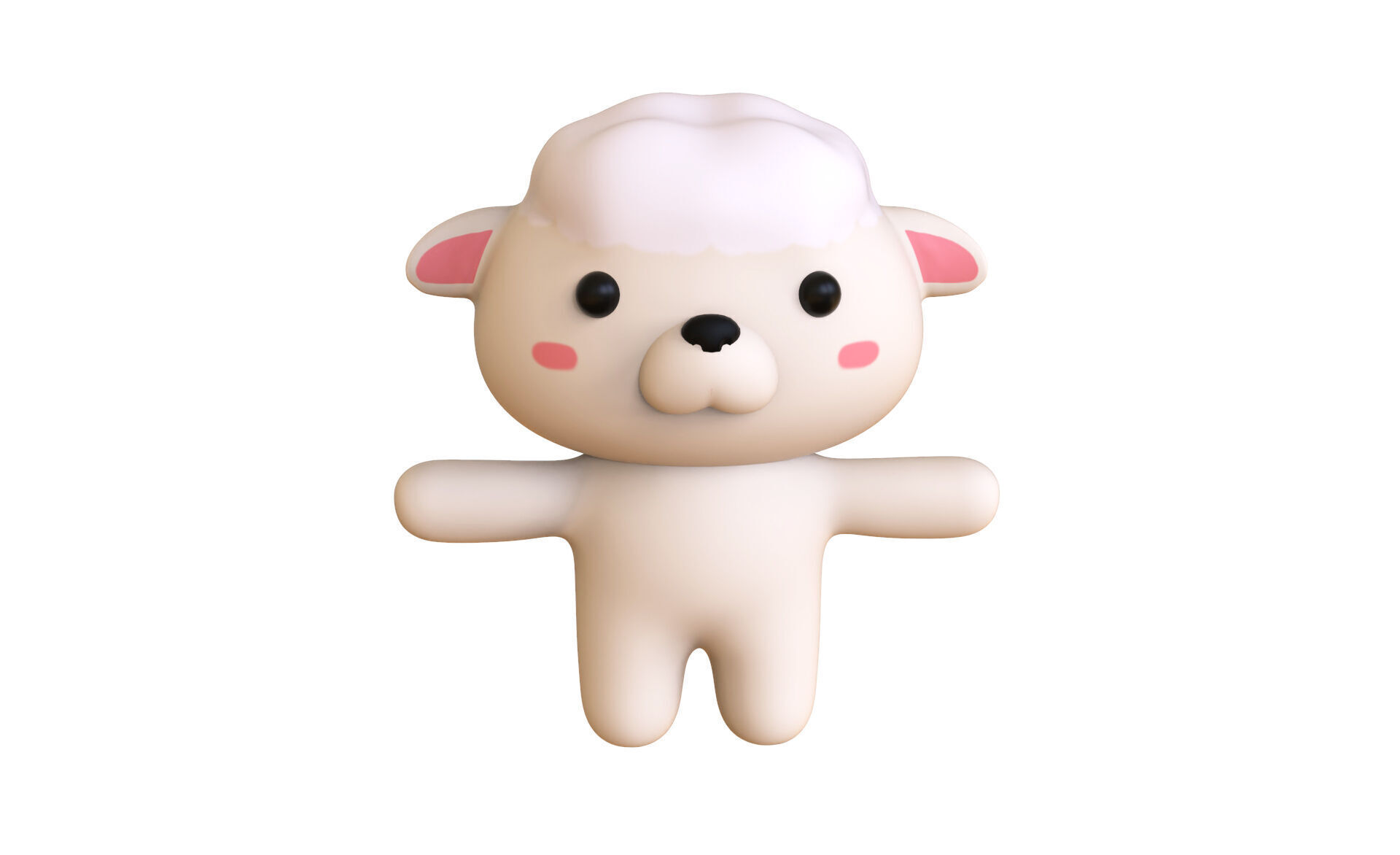 Character013 Chubby Sheep Low-poly 3D model_4